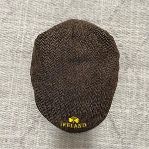 Vintage Ireland Irish Men’s Brown Herringbone Gatsby Wool Poly Blend Hat
